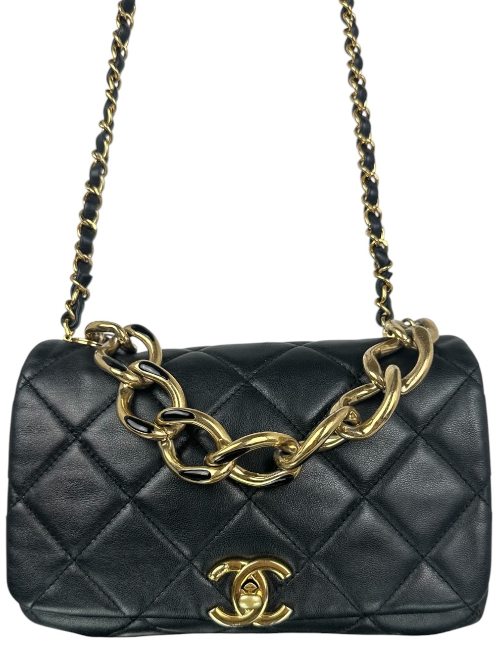 Chanel Flap Bag Black Quilted Lambskin Leather GHW